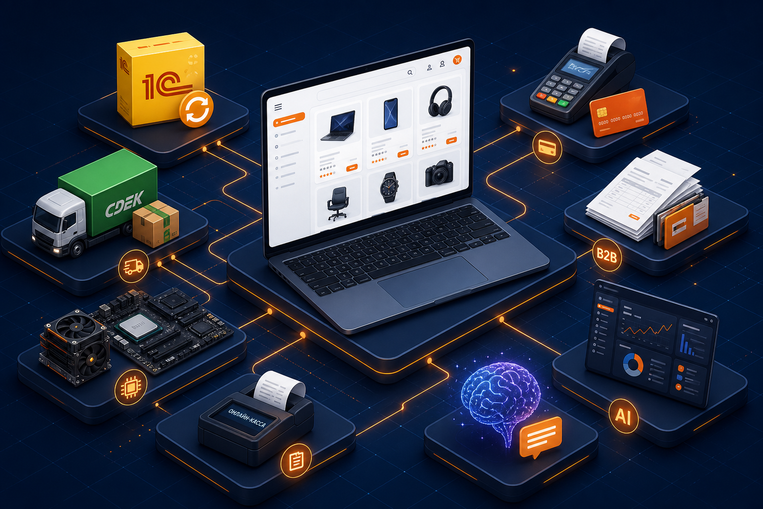 MarketBit — интернет-магазин с 1С, B2B и AI на лёгком движке